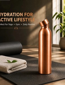 Pure <b>Copper</b> <b>Drinking</b> <b>Bottle</b> Reusable Water <b>Bottle</b> For Everyday Hydration Home Office Travel - Product Image 1