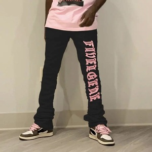 Wholesale Printed Custom Trending Now Jogger Pants Plus Size Men's <b>Split</b> Stack Flare Drawstring Sweatpants Flare Sweatpants - Product Image 3