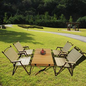 Set da Pranzo Portatile e Pieghevole Multifunzione: 1 Tavolo e 4 Sedie Pieghevoli, per Interni ed Esterni, Universale - Product Image 1