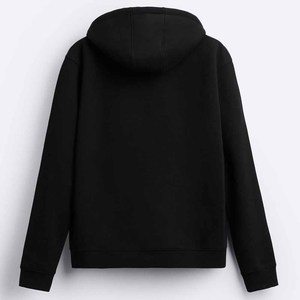 Men's <b>Black</b> Hooded Pullover Sweatshirt Regular Fit 100% Cotton <b>Fleece</b> Solid Winter Casual Letter Print Front Logo - Product Image 2