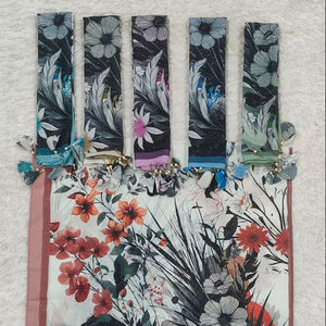 2026 Elegant Floral Print Cotton <b>Hijab</b> Set - Lightweight Summer Scarf with Tassels, Shimmer Finish, & Multi-Color Rose Patterns - Product Image 5