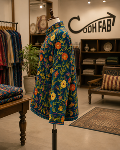 Women Suzani Embroidered Floral Winter <b>Bomber</b> <b>Jacket</b> Cotton Woven Finished Eco-Friendly <b>Vintage</b> Loose Fit Long Sleeve Open - Product Image 2