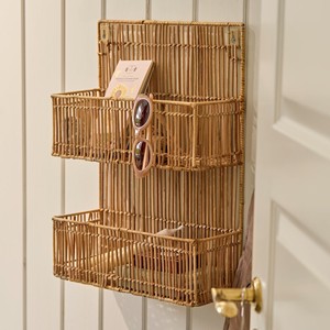 Webbing cane cosmetic display <b>rack</b> decorative floating <b>shelf</b> natural rattan <b>racks</b> for bedrooms - Product Image 6