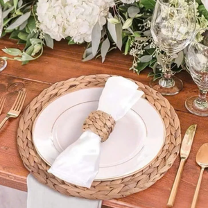 Anillo para Servilletas Tejido a Mano de Jacinto de Agua Natural Huangtu para Decoración de Mesa, Soporte Trenzado para Servilletas, Boda - Product Image 3
