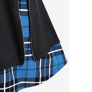 Women's Plus Size Hybrid Tartan Gothic <b>Mini</b> Skirt Plaid Zipper <b>Mini</b> A Line Skirt Blue Wholesale Manufacturer OEM - Product Image 4