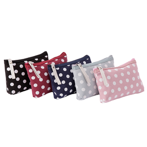 Bolsa de Cosméticos Personalizada, Portátil, de Lona Suave con Cierre, Diseño de Lunares, Divertida, para Maquillaje, Estilo Nacional, Tendencia de Moda para Chicas - Product Image 1