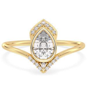 Anillo Solitario REYES Personalizado con Moissanita Corte Pera de 0.66Ct en Oro Sólido de 14K, Regalos de Boda y Compromiso, Joyería al por Mayor - Product Image 1
