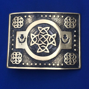 Hebilla de cinturón tradicional escocesa Highland con nudo celta, acabado antiguo, hebillas de cinturón con diseño celta en espiral, venta al por mayor de artículos antiguos - Product Image 1