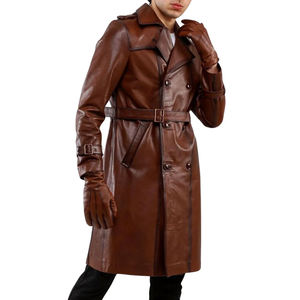 Abrigo de Cuero Genuino para Hombre, Estilo Nuevo, Personalizado, Talla Grande, Largo Regular, Color Personalizado, Cuello en V, Botones de Cuerno, Otoño Invierno - Product Image 6