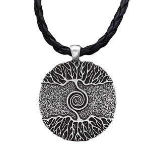 Number Tree Grey Rustic Alloy Pendant with 24-Inch Leather Cord Chain for Men and Boys - Product Image 3