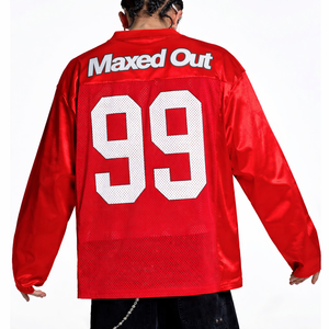 Jersey de Fútbol Americano Estilo Varsity de Manga Larga para Hombre, Color Rojo, a la Moda 2026, de Malla, Poliéster, Ropa Urbana, Logotipo Personalizado, Proveedor OEM al por Mayor - Product Image 3