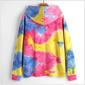 Customizable Unisex Casual <b>Tie</b>-Dye Breathable Hoodie <b>Polyester</b> Cotton Winter Terry Fabric Allover Digital Print Logo - Product Image 4