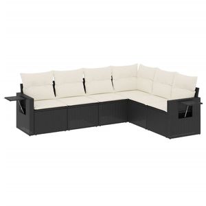 Juego de Muebles de Jardín Modulares de 6 Piezas en Ratán Sintético Negro para Patio - Product Image 2