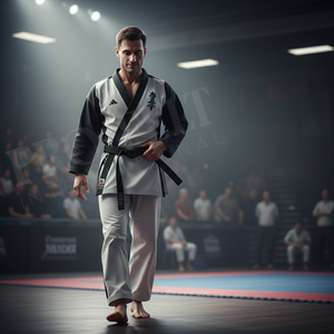Uniforme de Taekwondo y Karate de Primera Calidad, Personalizado, de Poliéster Ligero, Color Liso, para Entrenamiento, con Ribete Negro - Product Image 3