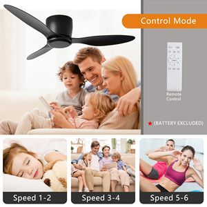 Ventilatore da soffitto a basso profilo da 42 pollici con 3 pale reversibili e 6 velocità, motore DC reversibile 220V senza luce - Product Image 6