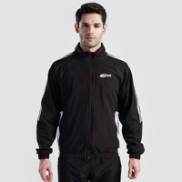 Veste de pluie imperméable SAVOW FIGHT WEAR pour homme, noire, légère, col montant, fermeture éclair, coupe régulière, taille élastique