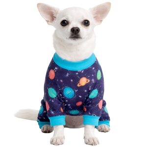 Pyjama pour chien imprimé planètes et espace, vêtements de nuit doux et extensibles pour animaux de compagnie, respirants et confortables, pour toutes les saisons, pour chiens de petite et moyenne taille, vêtements d'intérieur - Product Image 1