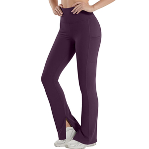 Leggings de yoga pour femmes WARISON INDUSTRIES, couleur unie, taille haute, vêtements de fitness, leggings évasés, logo personnalisé, vente en gros - Product Image 1
