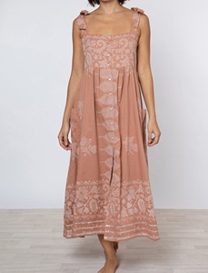 Vestido Casual de Algodón con Estampado Dhaka y Tirantes, Talla XL, Sexy, Ecológico, Transpirable, Corte en A, con Ribete Metálico en el Bajo - Product Image 3