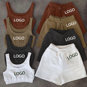 New Women's Summer Sports Casual Two-Piece Solid Plus Size Shorts Yoga Set Front Logo Eco-Friendly Breathable Quick Dry 100% - Product Image 6