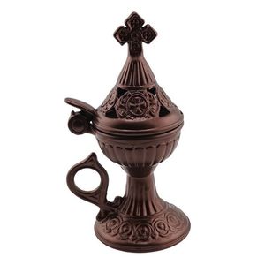 Articles cadeaux chrétiens, brûleur d'encens en laiton finition antique, fournitures d'église de Jérusalem, artisanat métallique - Product Image 4