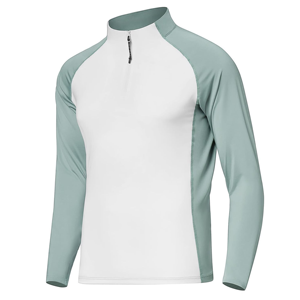 Unisex Long Sleeve High Neck Zipper Sport Shirt Moisture Wicking Breathable Fitted Polyester Top All Seasons Adult - Product Image 1