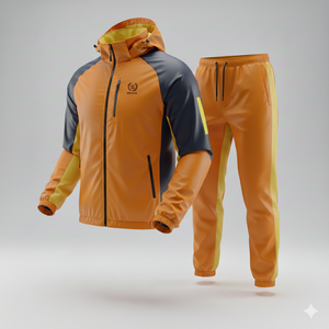 <b>Men</b> Hooded Color Blocking Windbreaker <b>Jacket</b> Shorts Set Quick Dry Polyester Cotton Casual Winter Outfit Customized Colors new - Product Image 4