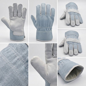 Guantes de trabajo de cuero vacuno de primera calidad, color blanco granulado, con el mejor forro de lana y puño reforzado de goma, ideales para conducir, trabajar en la construcción y jardinería. - Product Image 4