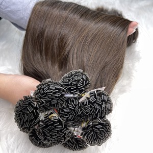 ผมต่อแบบหยักศกธรรมชาติแท้ติดหนังกำพร้าผมคนเวียดนามปลายแบน - Product Image 1