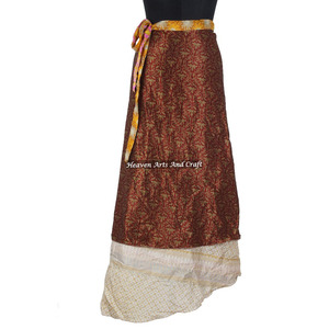 Magic Long 38 Inch <b>Wrap</b> Reversible Silk <b>Wrap</b> Halter 2 Layer Reversible Magic Silk Saris <b>Wrap</b> Long <b>Skirt</b> Silk Long for Beach Hot - Product Image 5