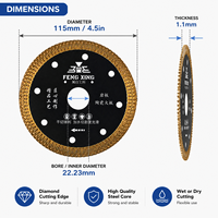 Disque de coupe diamanté industriel ultra-mince de 115 mm, qualité supérieure, bord net, faible bruit, durable, lame de scie pour carrelage céramique