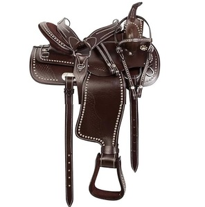 Silla de montar cómoda para doma y senderismo con estructura de madera, asiento acolchado profundo, ajuste seguro, de cuero genuino para caballo - Product Image 6