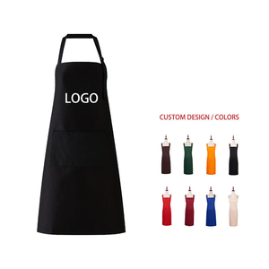 Adjustable Custom Design Cotton Pure Color Black Waterproof Pocket Man Women Garden Bib Chef <b>Kitchen</b> <b>Apron</b> - Product Image 1