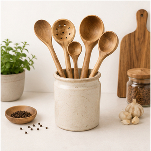 Ensemble de cuillères de cuisine en bois – Ustensiles de cuisine en bois de qualité supérieure, antiadhésifs, durables, avec long manche, louche à soupe – Vente en gros - Product Image 6