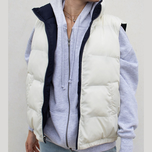 Gilet matelassé oversize noir tendance en toile respirante et écologique pour homme, sans manches, avec fermeture éclair, style streetwear - Product Image 3