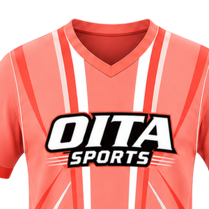 Maillot de rugby blanc et orange corail à manches courtes et col en V, uniforme d'équipe respirant et léger, vêtements de sport personnalisés pour l'entraînement - Product Image 3