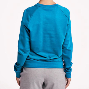 Crew Neck <b>Pullover</b> Sweatshirt Solid Color Knitted Regular Fit Unisex Casual Wear Autumn Blue Long Sleeve - Product Image 6