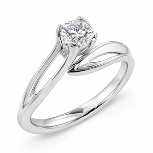 Anillo de Compromiso de Diamantes de Corte Brillante Redondo en Oro Blanco para Mujer, Engaste de Puntas, Estilo Clásico - Product Image 6