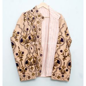 Veste courte brodée artisanale en cotisse, manteau ethnique d'hiver, vente en gros, vêtements d'extérieur traditionnels pour fêtes et événements - Product Image 6