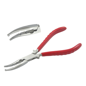 175mm Stainless Steel Fishing Plier PVC Handles Serrated Jaws Bent Chain Nose Plier <b>Cutter</b> Circlip Jewelry Making DIY Crafts OEM - Product Image 1