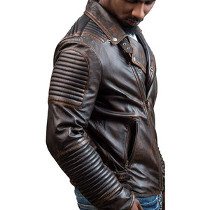 Nouvelle arrivée : veste de motard pour homme en cuir véritable noir et marron, couleurs personnalisées, export du Pakistan, prix avantageux, meilleur rapport qualité-prix - Product Image 4