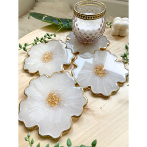Wholesale Luxury Emerald Green <b>Epoxy</b> <b>Resin</b> Coasters With Gold Flakes Agate Style Heat Resistant Geode Cup Mats For Home Hotel - Product Image 3