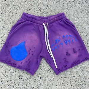 Short en éponge française de haute qualité pour hommes Short personnalisé en coton épais Streetwear Vintage Sun Faded Acid Wash Shorts pour hommes - Product Image 1