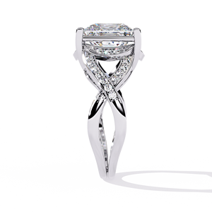 Anillo de Compromiso de Diamantes con Corte Princesa Platino, con Diamantes Naturales Certificados por GIA, Estilo Clásico, Joyería para Mujer - Product Image 2