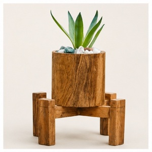 Soporte Moderno para Plantas de Madera, con Macetero de Madera de Mango Sólida, Ecológico, para Interiores, para Escritorio y Sala de Estar - Product Image 3
