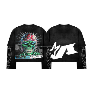 T-shirts pour hommes avec logo personnalisé en strass, 100% coton, col rond, style streetwear surdimensionné, t-shirts graphiques délavés à l'acide pour hommes - Product Image 1