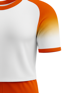 Camiseta de Fútbol de Manga Corta Blanca y Naranja para Hombre, Cuello Redondo, Absorbe la Humedad, Ropa Deportiva de Poliéster, Diseño Sólido para Todas las Temporadas - Product Image 5