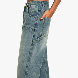 Jeans de Mezclilla de Pierna Ancha para Mujer, Diseño Moderno, Cierre de Cremallera, Calidad Premium, Precio Económico de Exportación - Product Image 6