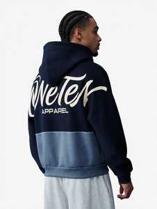 Plus Size Men's Oversize Knitted <b>Fleece</b> Winter <b>Lined</b> Solid <b>Hoodie</b> Double-layer Hood Light Blue Casual 100% Cotton Anti-Wrinkle - Product Image 2