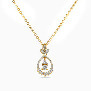 Flower Shape Diamond Pendant <b>Necklace</b> 18K <b>Solid</b> Gold Round Brilliant Cut Women's Classic Link Chain - Product Image 2